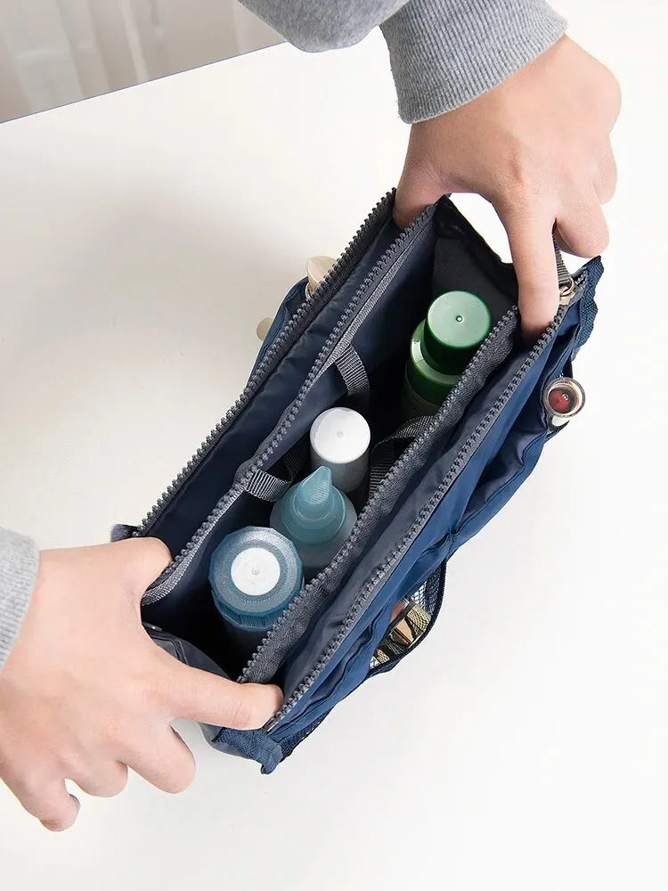 Multi Functional Large Capacity Makeup Bag Portable Double Zipper Toiletries Travel Storage Bag Mommy Bag Multi Pocket Cosmetic - Smarsty