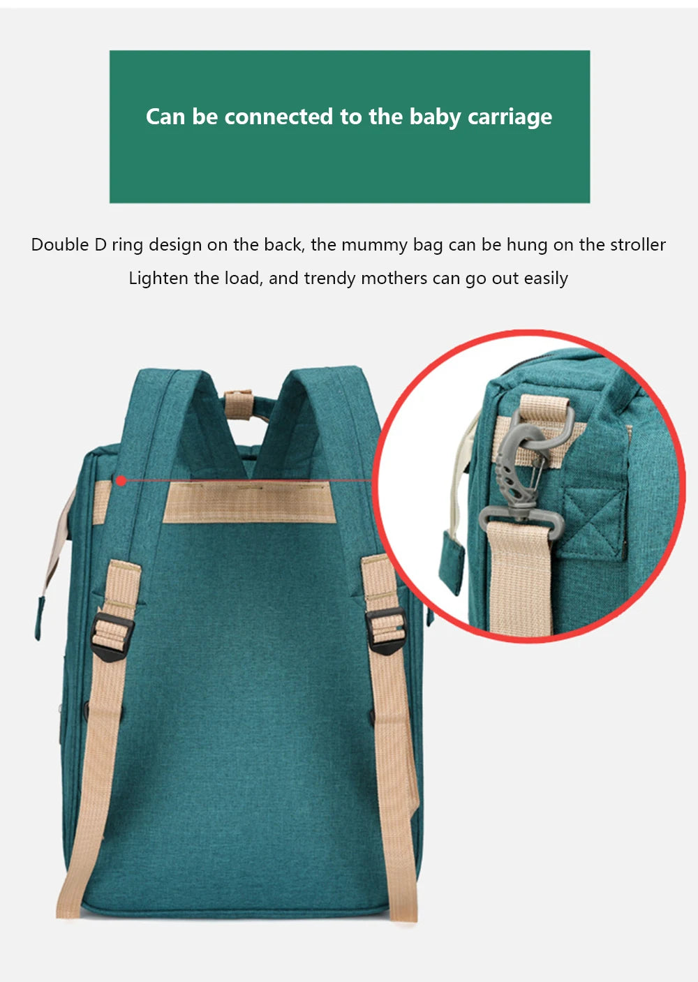 Folding Mommy Bag Lightweight Portable Folding Crib Bed Large-capacity Baby Backpack Female Mommy Outting Bag Mummy Bag by Smarsty