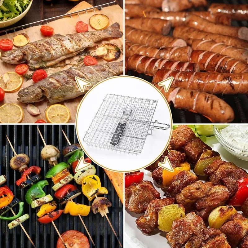 Large Stainless Steel Grill Basket for Easy BBQ Cooking - Smarsty