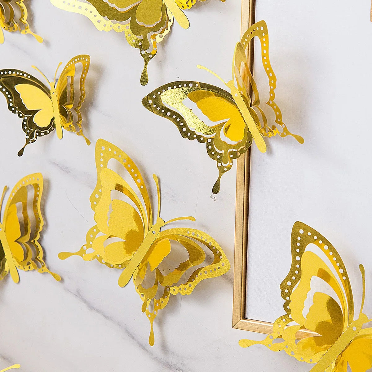 Gold 3D Butterfly Wall Decor Set for Parties - Smarsty