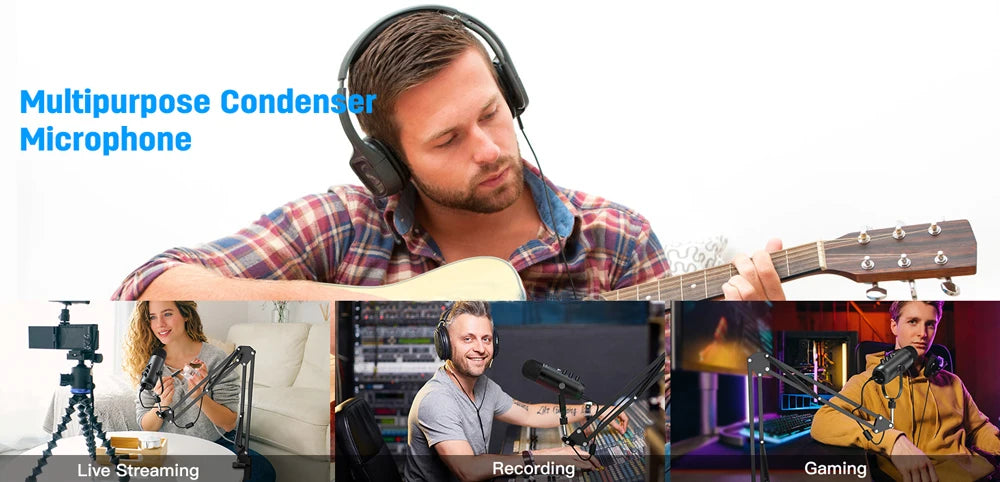 Haomuren USB Podcast Microphone Kit with Boom Arm - Smarsty