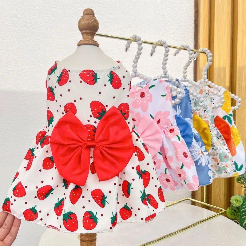 Cute Dog Princess Dress with Bow and Lace - Smarsty