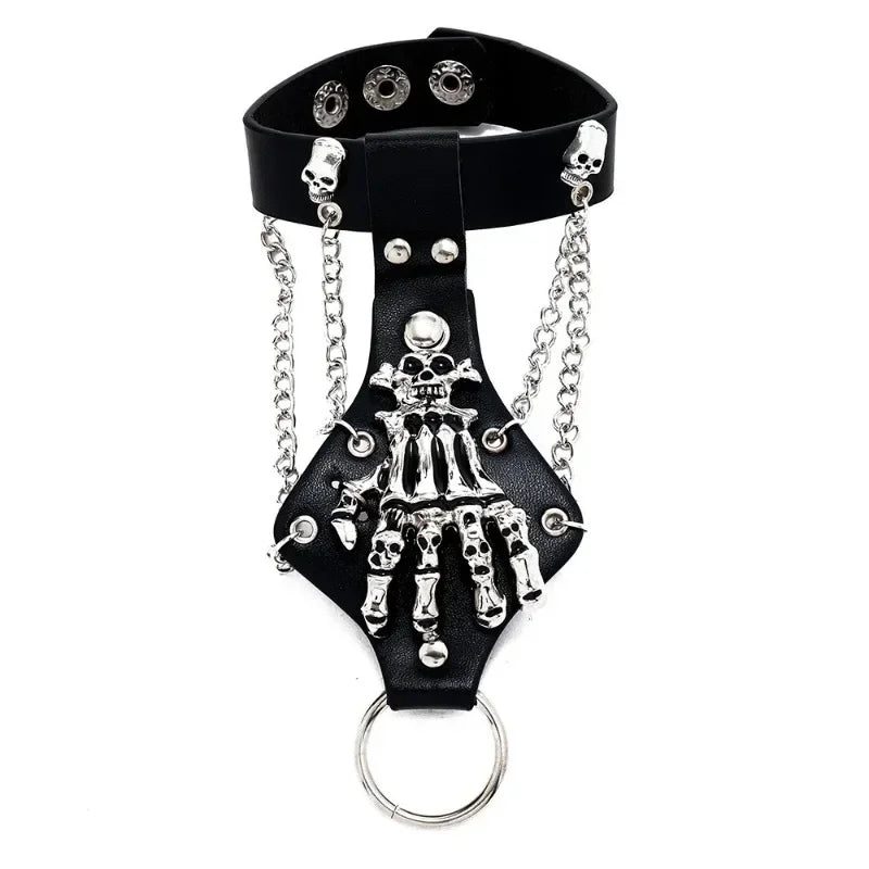 Unisex PU Leather Punk Bracelet with Spikes and Skull - Smarsty