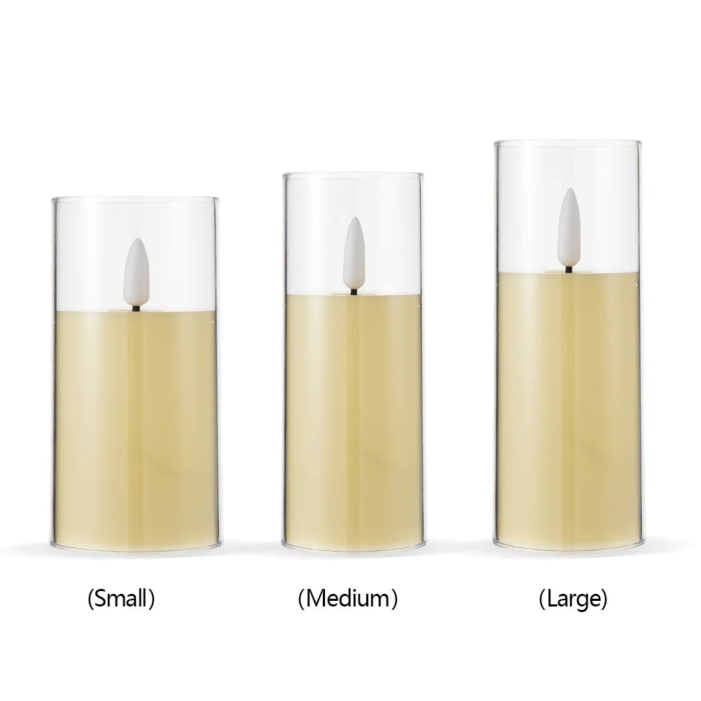 Flameless Candles Acrylic Pillar Candle Soft Light Battery Operated Flickering Candle for Romantic Ambiance