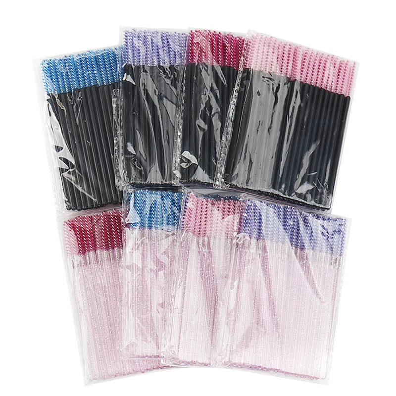 50 Pcs Disposable Eyelash Brushes with Diamond Handles - Smarsty