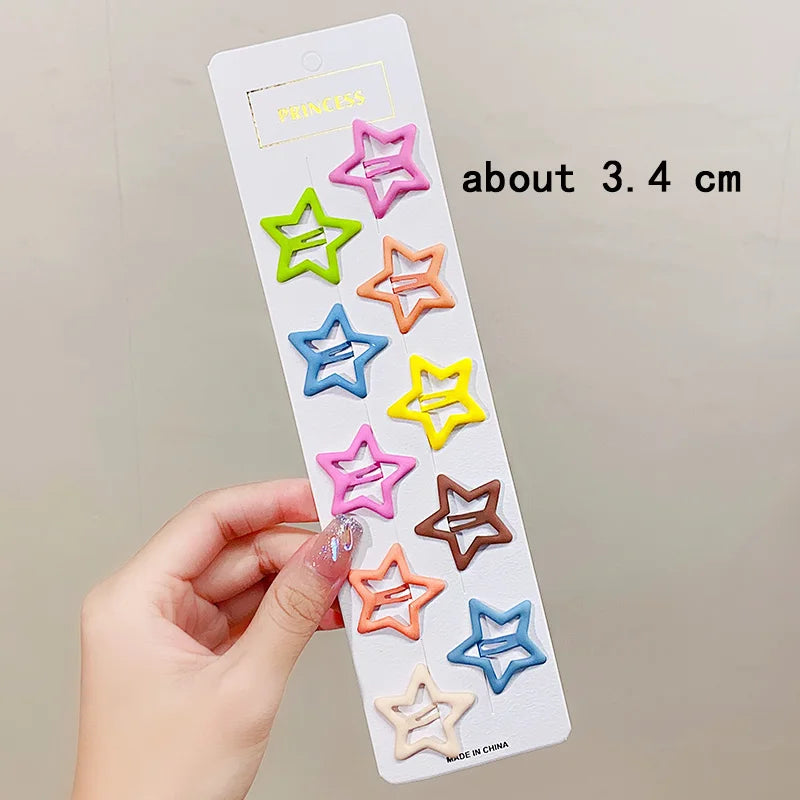 Cute Colorful Star Hair Clips Set for Girls - Smarsty