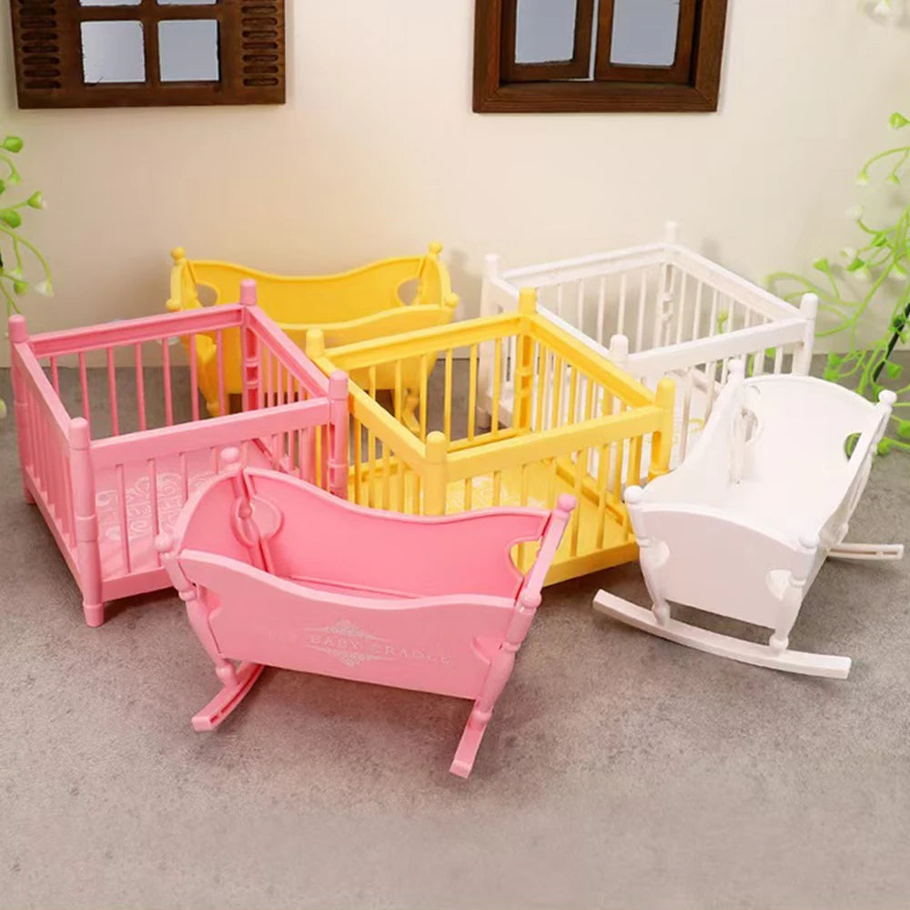 1:12 Dollhouse Miniature Cradle Crib Surround Bed Piano Table Set Furniture Kitchen Model Decor Toy Doll House Accessories by Smarsty