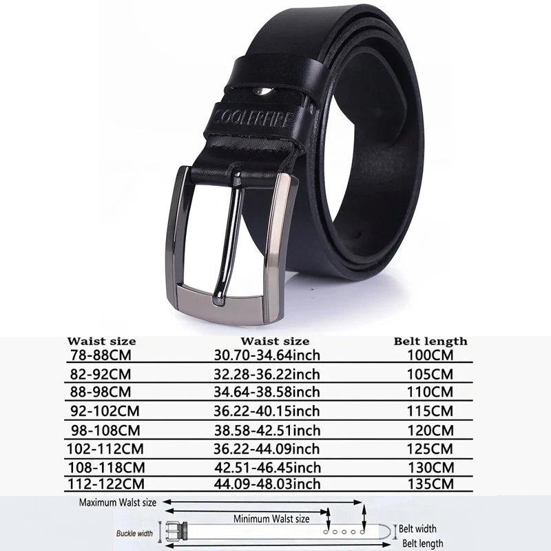 Men Genuine Leather Belt Luxury Cowskin Strap - Smarsty