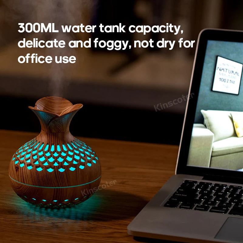 Wood Grain USB Humidifier for Hydration and Aromatherapy - Smarsty