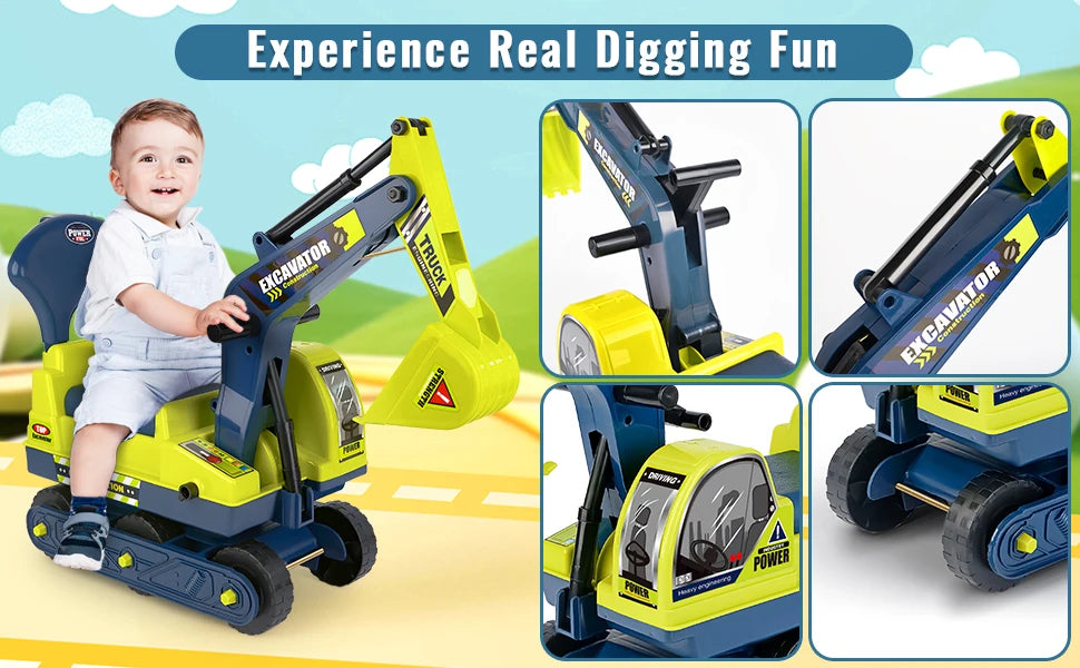 Large Ride-On Construction Toy Vehicle - Manual Drive Version, the perfect Christmas gift for children aged 3 and above