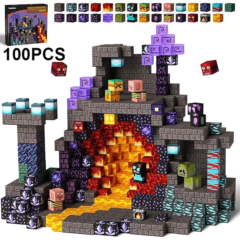 300pcs Warped Forest Magnetic Building Blocks Set, My World Figures Bricks, STEM Educational Toys for Kids, Gifts for Boys Girls