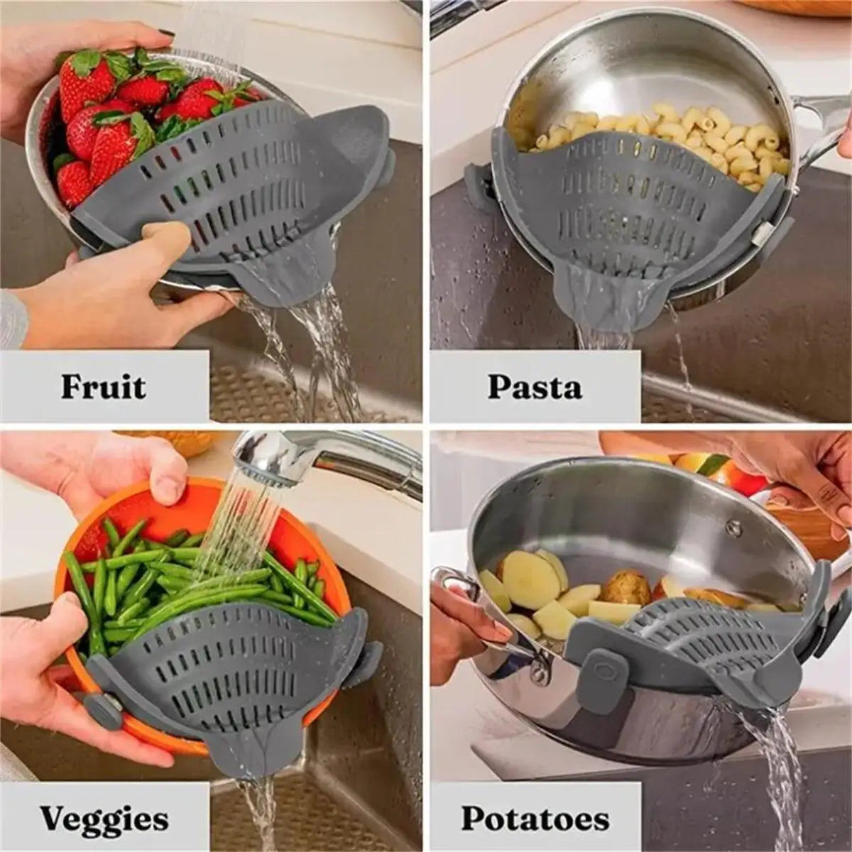 1pc, Strainer, Pot Strainer, Adjustable Clip On Strainer For Pots Pans And Bowls, Kitchen Pot Strainer - Smarsty
