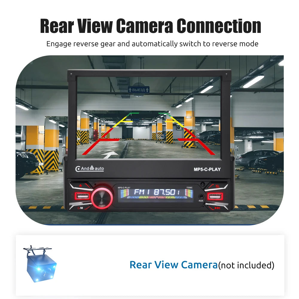 Single 1 din car radio 7 inch HD Autoradio multimedia player 1DIN WIFI GPS car audio car audio MP5 Bluetooth USB TF FM camera