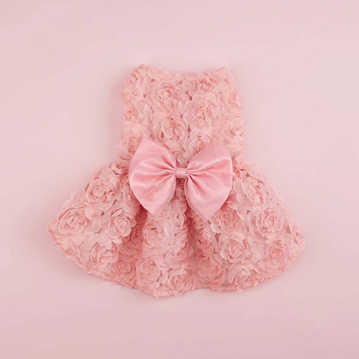Pink Dog Princess Dress with Embroidered Flowers and Bowknot - Smarsty