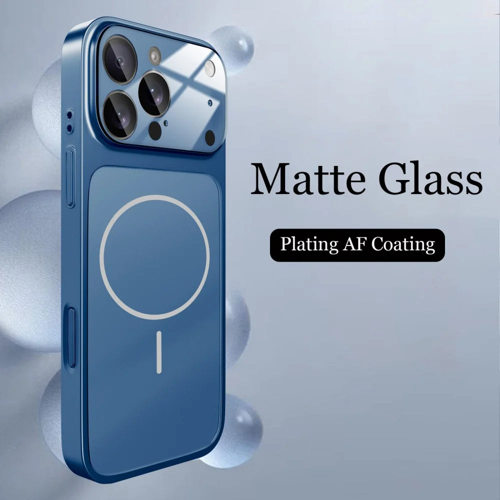 Original Glass Nano Matte Case For iPhone 17 Air 16 15 14 13 Pro Max 17Pro Magnetic For Magsafe Wireless Charging Armor Funda