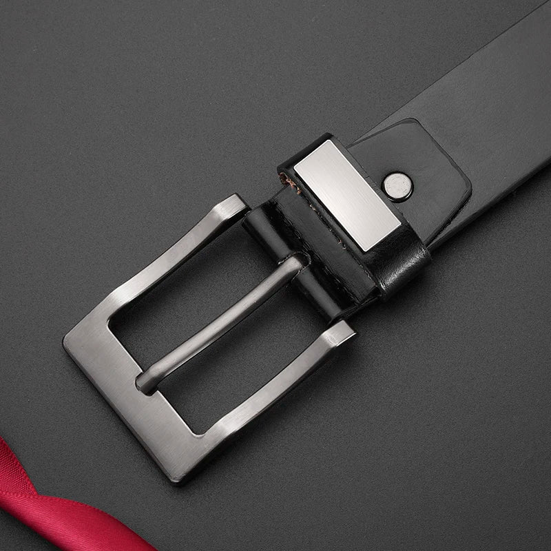 Men's Cow Leather Belt Classic Vintage Pin Buckle - Smarsty