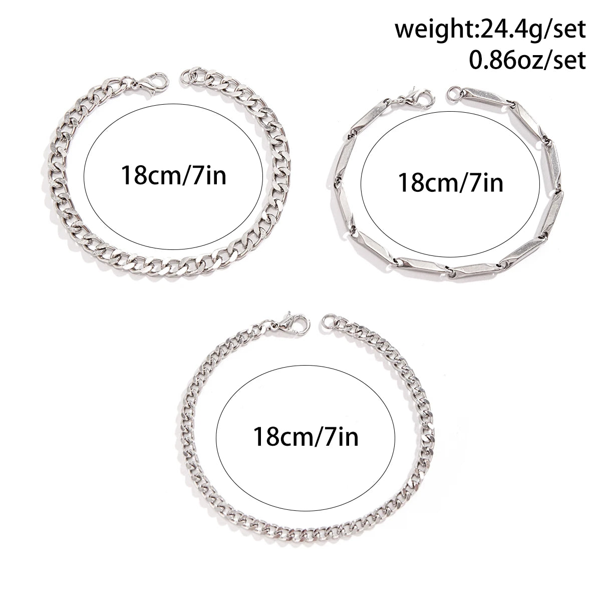 Stainless Steel Cuban Chain Bracelet Set for Men - Smarsty