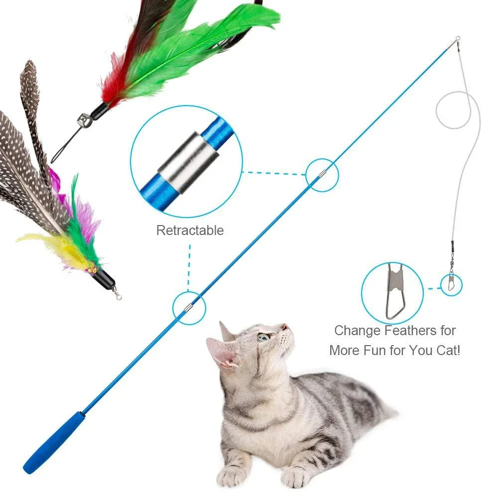 11pcs Replacement Cat Feather Toy Set Feather Replacement Head Retractable Cat Stick Cat Products - Smarsty