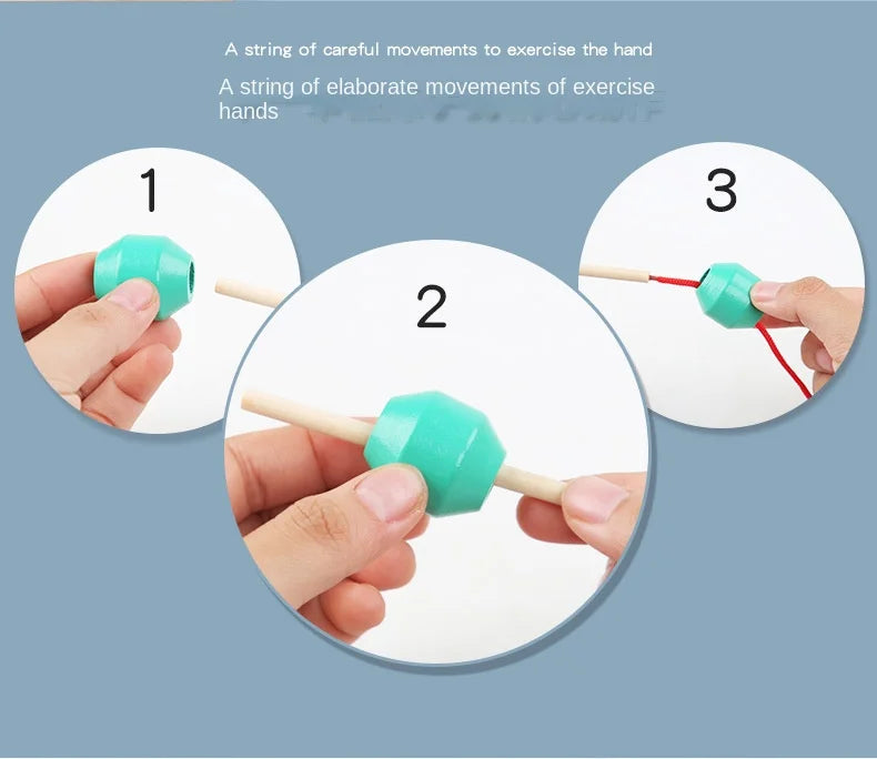 Montessori Wooden Toys Color Shape Matching Puzzle Game Colorful Beaded Color Cognition Early Educational Toys Gift for Children - Smarsty