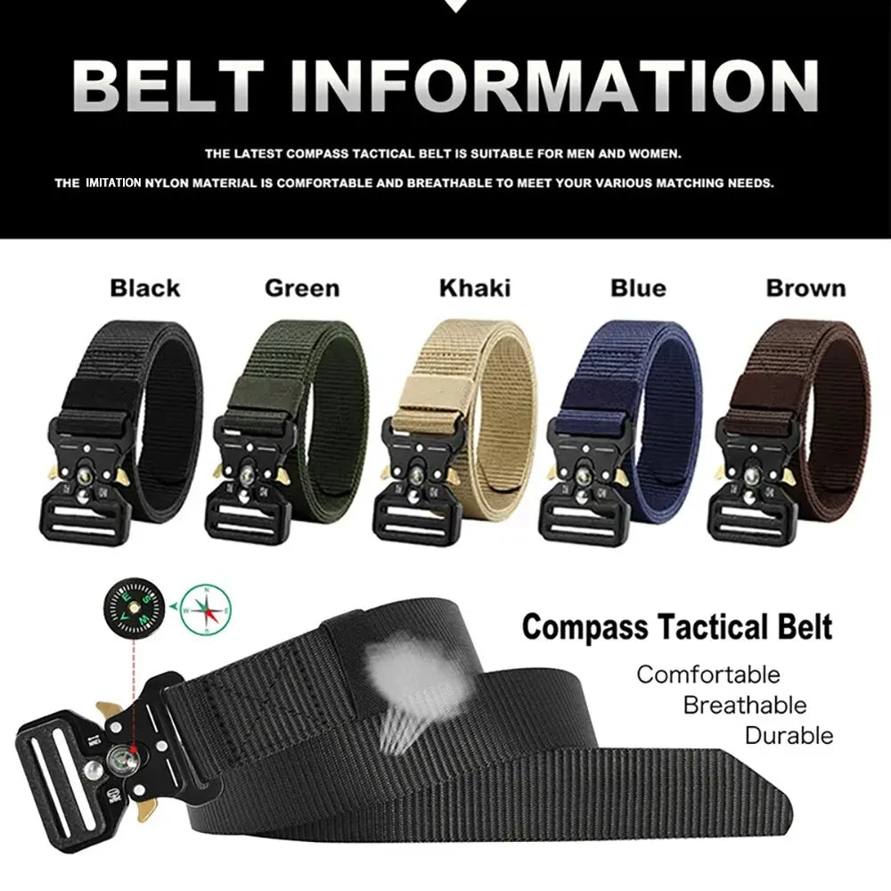 Men's Multi Function Tactical Canvas Belt with Compass - Smarsty