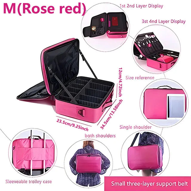 Travel Makeup Case With Large Capacity Cosmetic Organizer - Smarsty