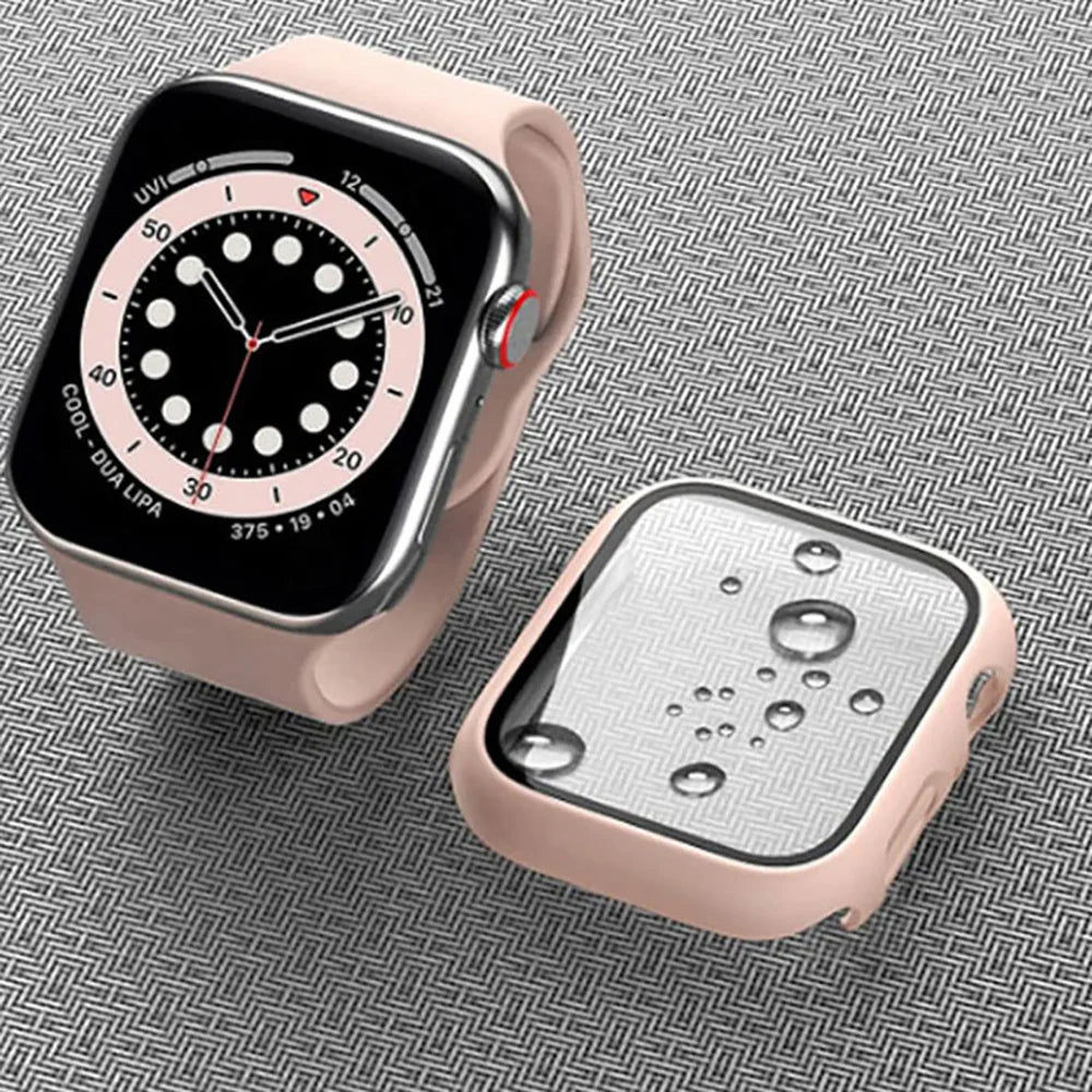 Tempered Glass+Case For Apple Watch 38mm 40mm 41mm 42mm 44mm 45mm 46mm Screen Protector Protective Cover iWatch 10 8 7 9 6 SE 5 - Smarsty