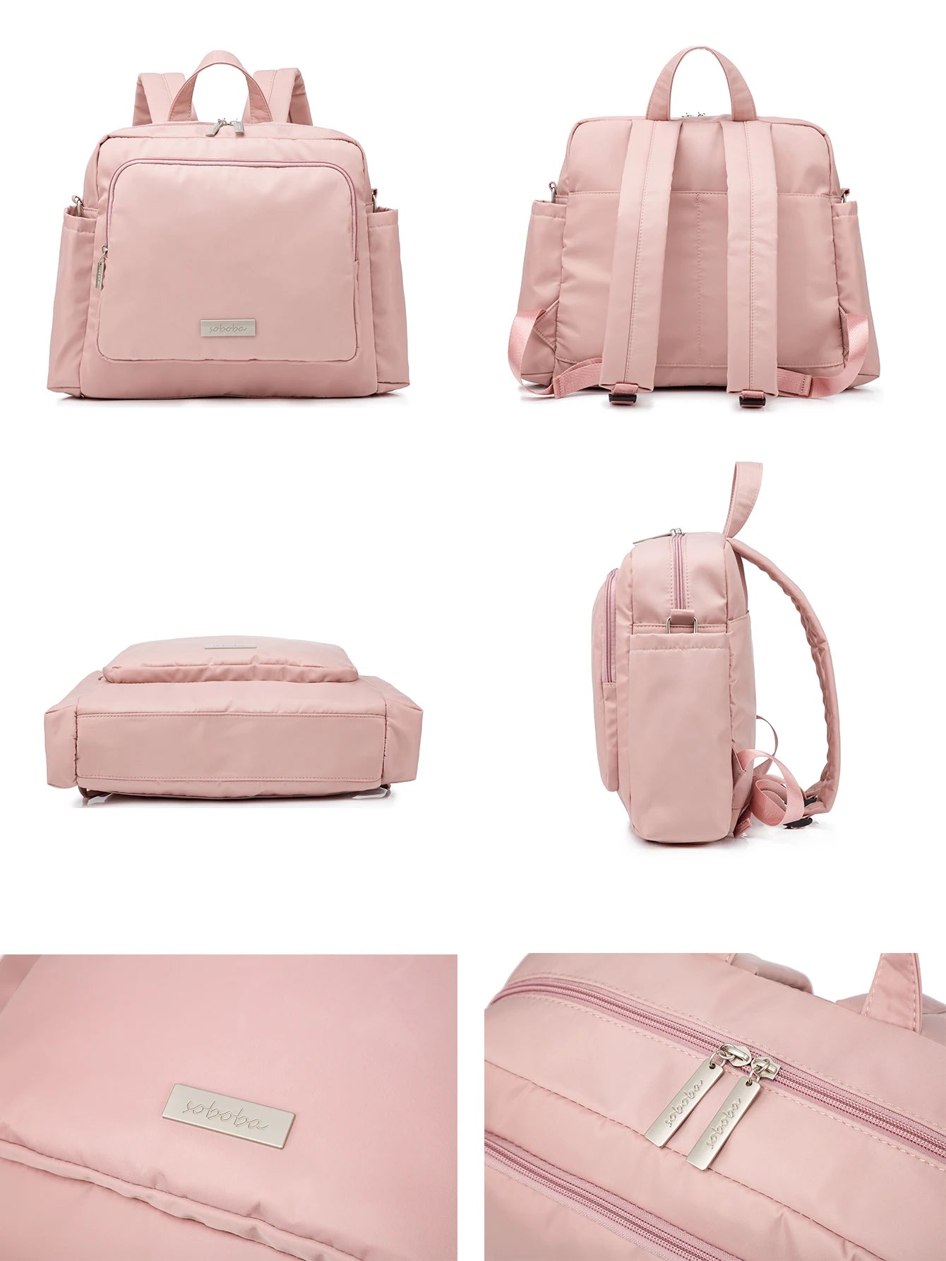 Soboba 2023 New Diaper Bags for Mother Waterproof Large Capacity Solid Polyester Diaper Backpacks Travel Bag for Newborn Baby by Smarsty