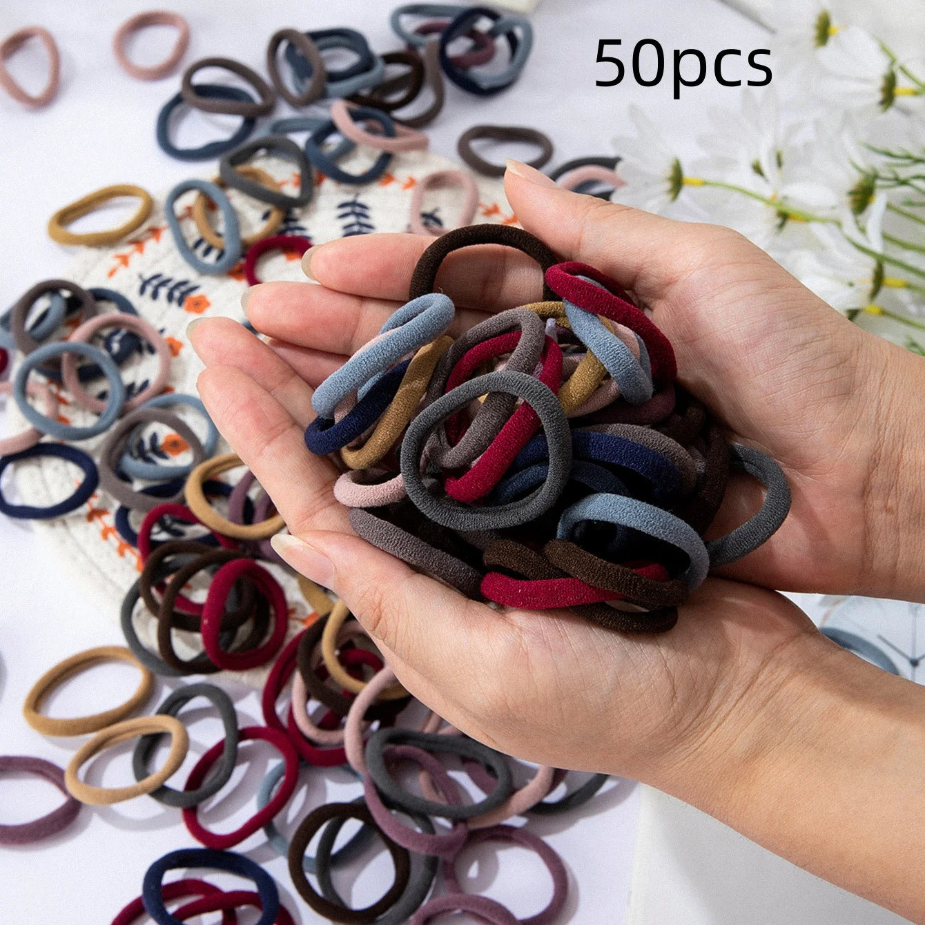 50Pc Seamless Elastic Hair Bands Thick Comfortable Durable - Smarsty