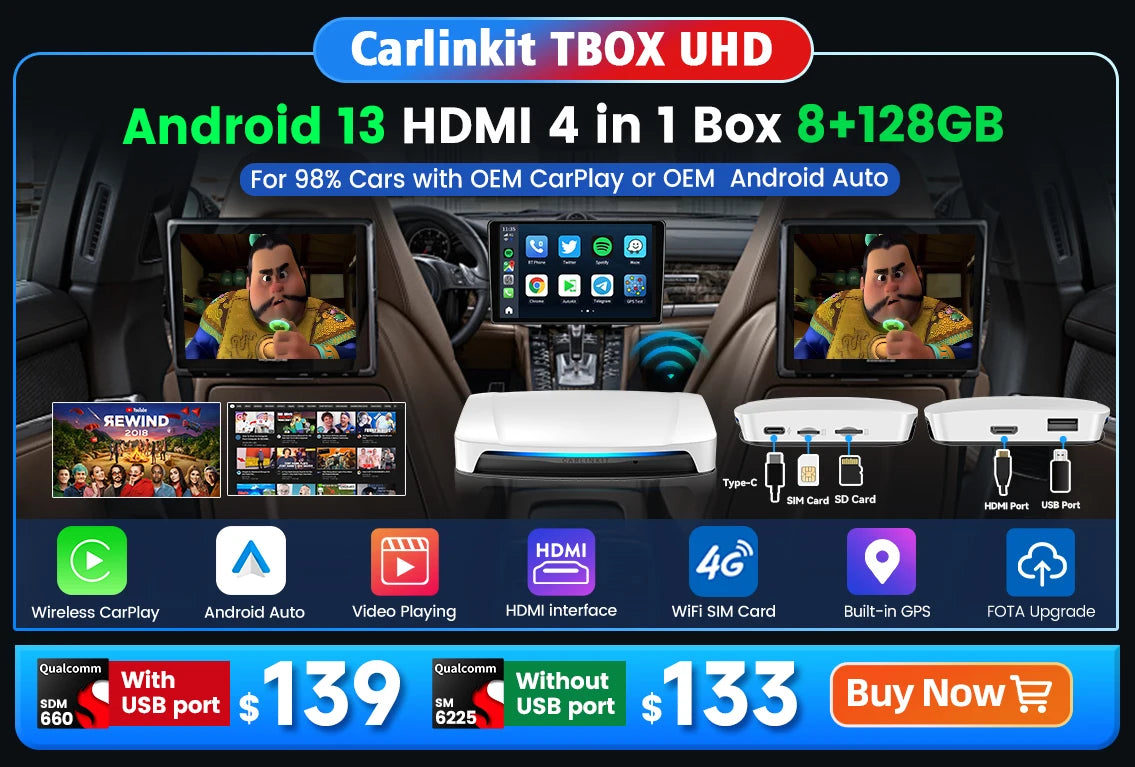 Wireless CarPlay Android Auto 2in1 Car Adapter Pro Box - Smarsty