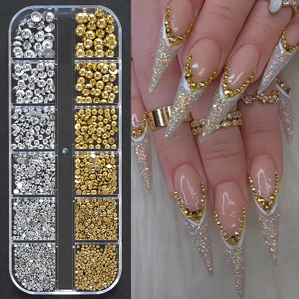 Gold Silver Caviar Bead Nail Charms for Stunning Manicures - Smarsty