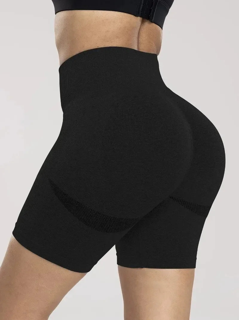 Seamless Sports Women Shorts Muliticolor Yoga Shorts Stretchy High Waist Running Cycling Leggings Hip Liftting Solid Gym Shorts - Smarsty