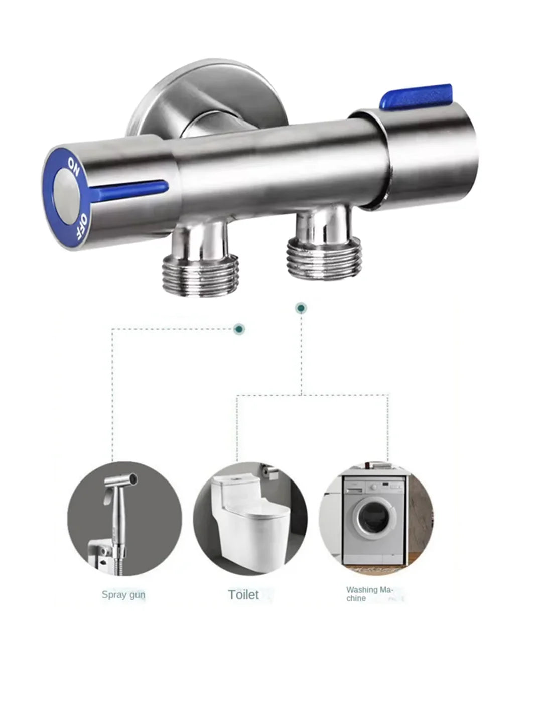 Stainless Steel Bathroom Toilet Angle Valve with Double Outlet - Smarsty