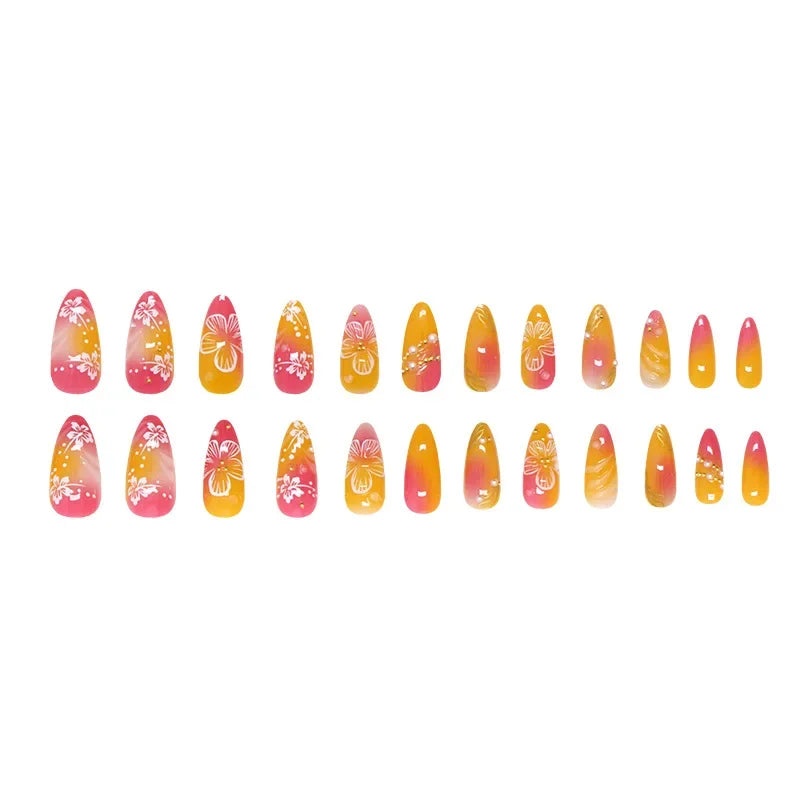 24 false nail pieces shipped randomly, Instagram-style false nails, wearable full-coverage almond-shaped press-on nails.