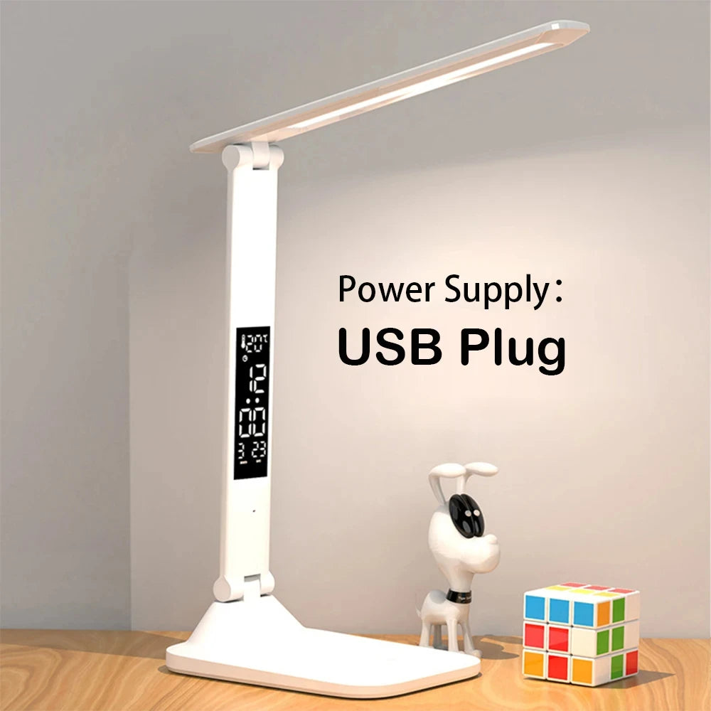 Dimmable USB Folding Desk Lamp with Alarm Clock - Smarsty