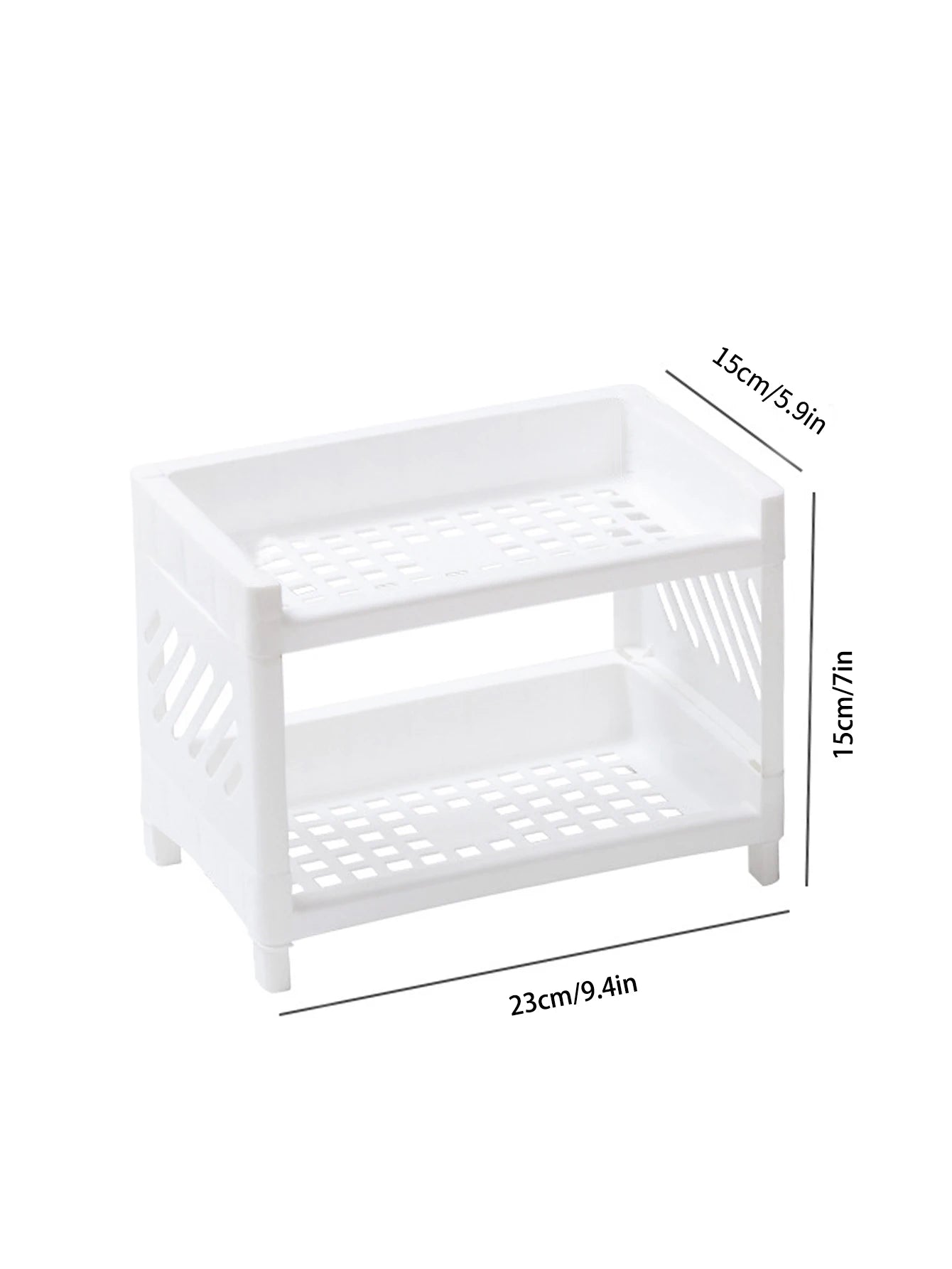Minimalist Desktop Double-Layer Storage Rack Household Plastic Bathroom Small Stationery Organizing Pure White Multifunctional by Smarsty