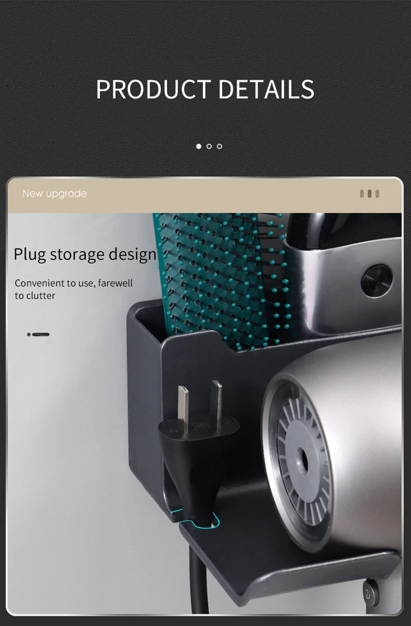 Wall Mounted Hair Dryer Holder Organizer for Bathrooms - Smarsty