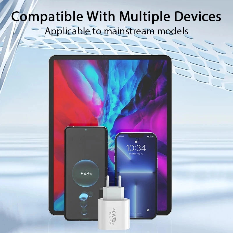 40W USB C Charger Quick Charge EU US Plug PD USB-C Type C Fast USB QC 3.0 Charger for iPhone 14 Xiaomi Samsung Macbook - Smarsty