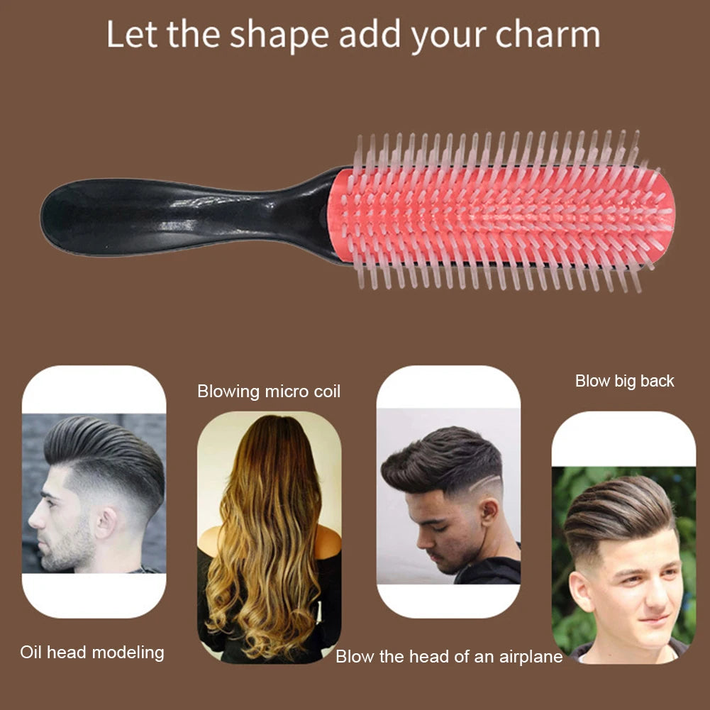 9-Rows Detangling Hair Brush Denman Detangler Hairbrush Scalp Massager Straight Curly Wet Removable DIY Hair Comb Brush