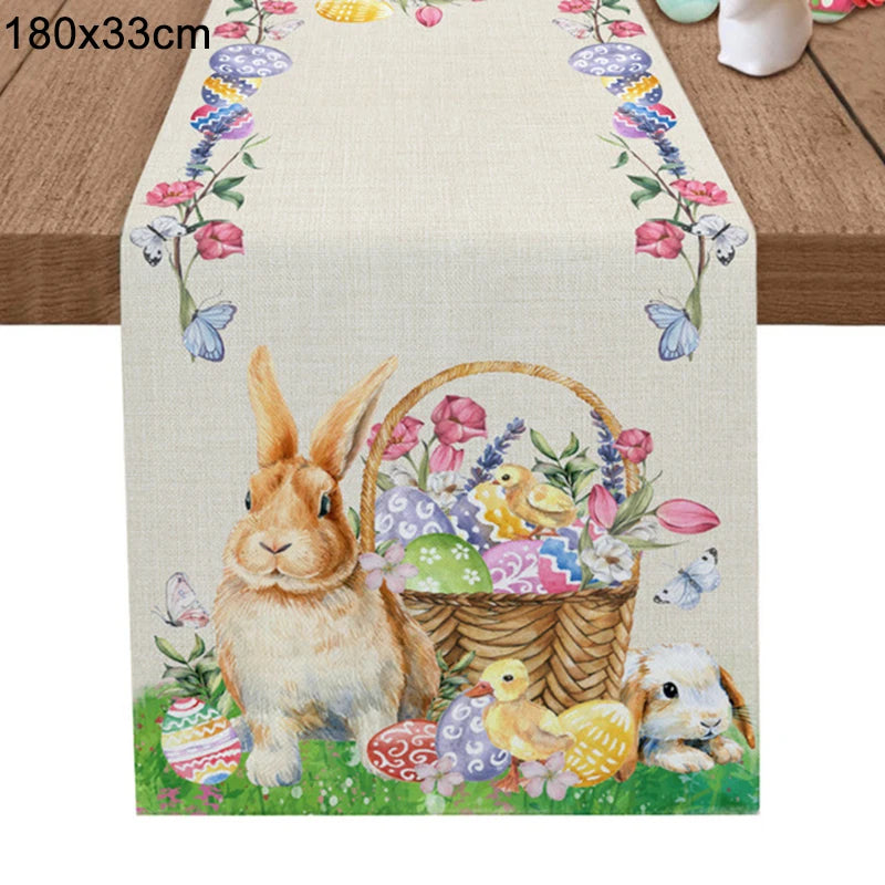 Linen Easter Rabbit Table Runner for Spring Decor - Smarsty
