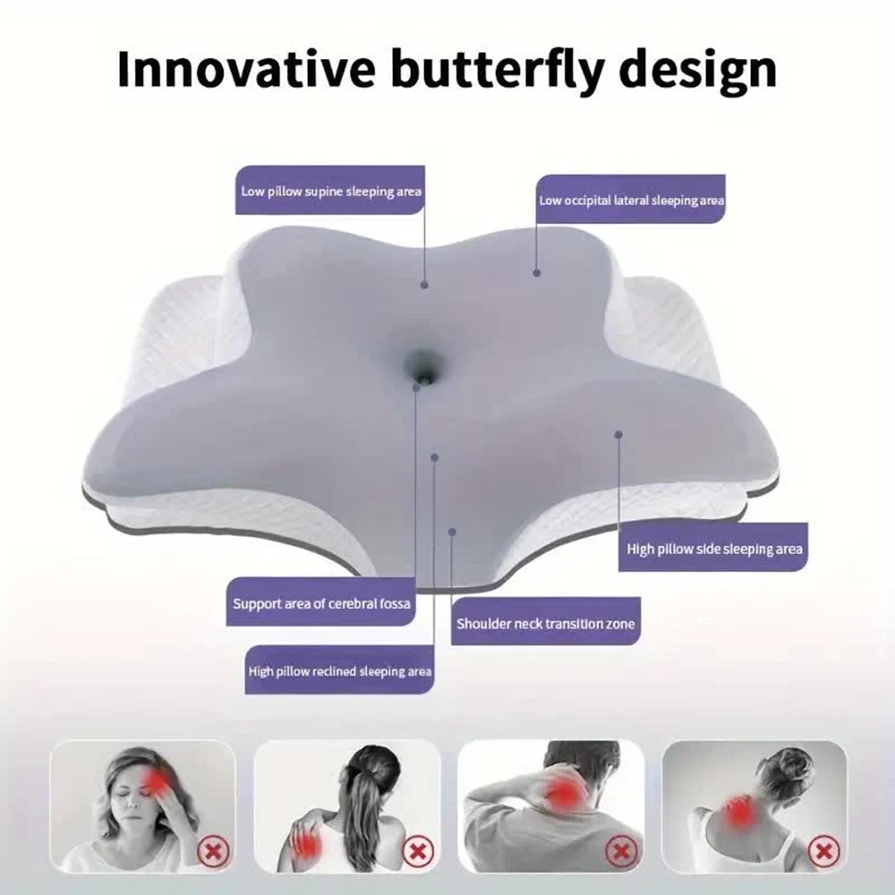 Butterfly Shaped Memory Foam Neck Pillow for Pain Relief - Smarsty