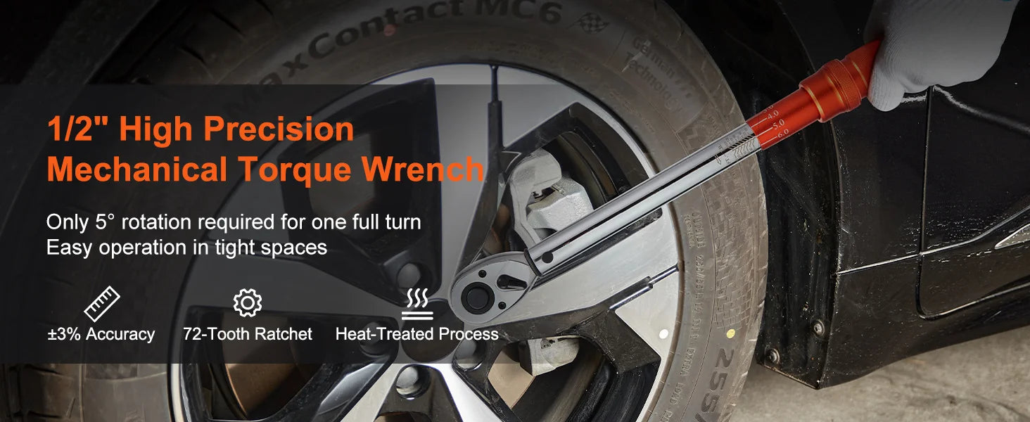 SucceBuy 1/2" 1/4" 3/8" Mechanical Torque Wrench Set Precision Pointer Hand Tools Torque Wrench Mechanical Car Repair Tool