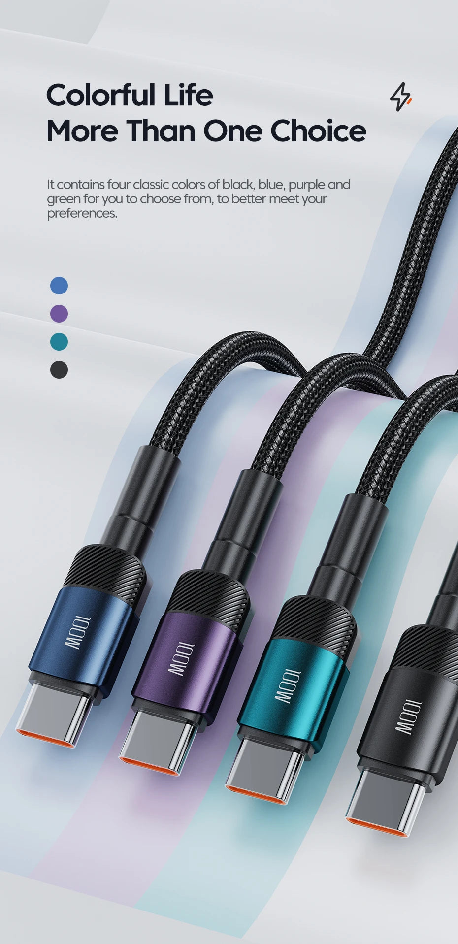 Toocki 100W Type C to USB C Cable PD 3.0 Quick Charge 4.0 Fast Charging Type C to Type C for iPhone 15 Macbook Samsung Xiaomi - Smarsty