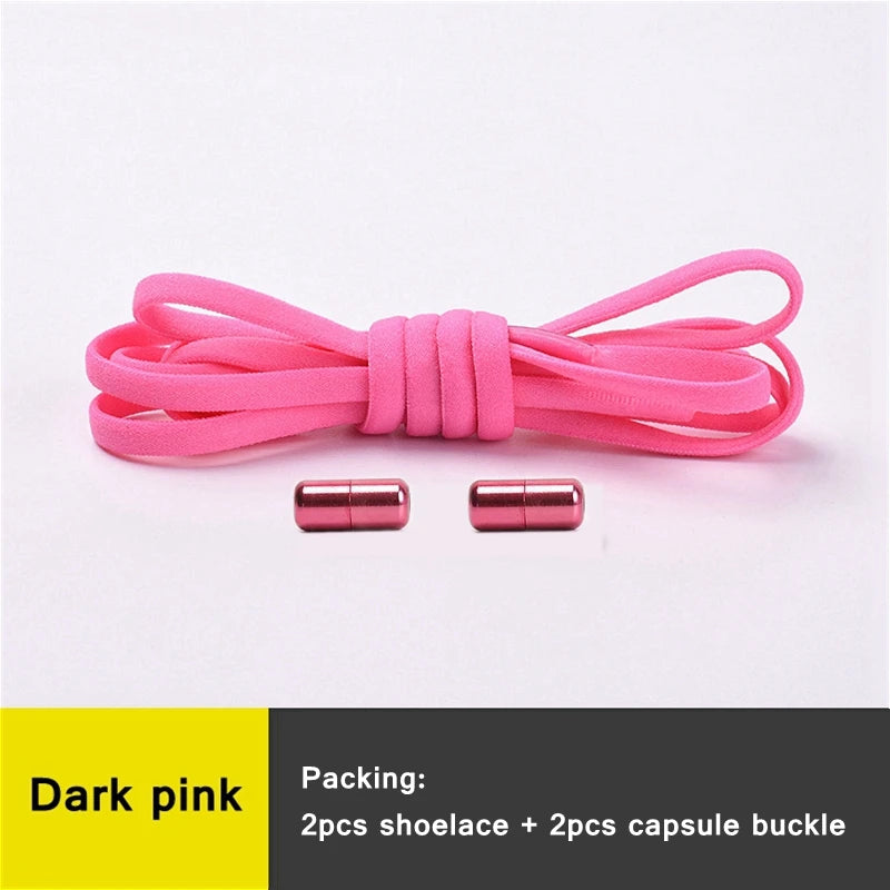 21 Colors No Tie Shoelaces Round Color Metal Lock Elastic Shoelace General For Children And Adults Sneakers Lazy Laces Unisex - Smarsty