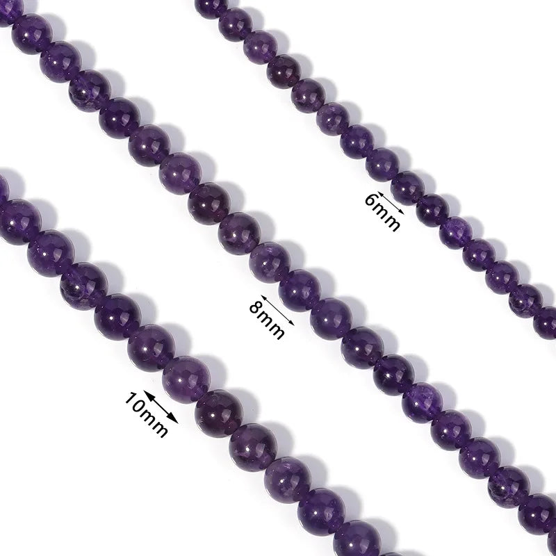 Natural Amethyst Crystal Beads 5A Round 15 Inch Strand - Smarsty