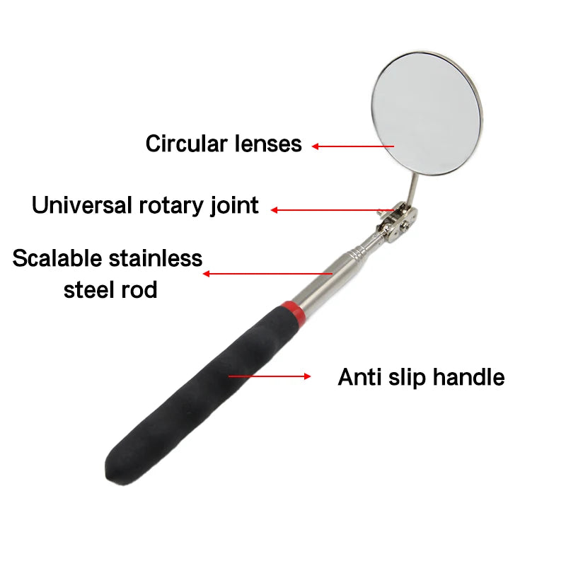 50mm Detection folding mirror 360° rotating reflector universal auto repair tool accessory telescopic bottom inspection mirror - Smarsty