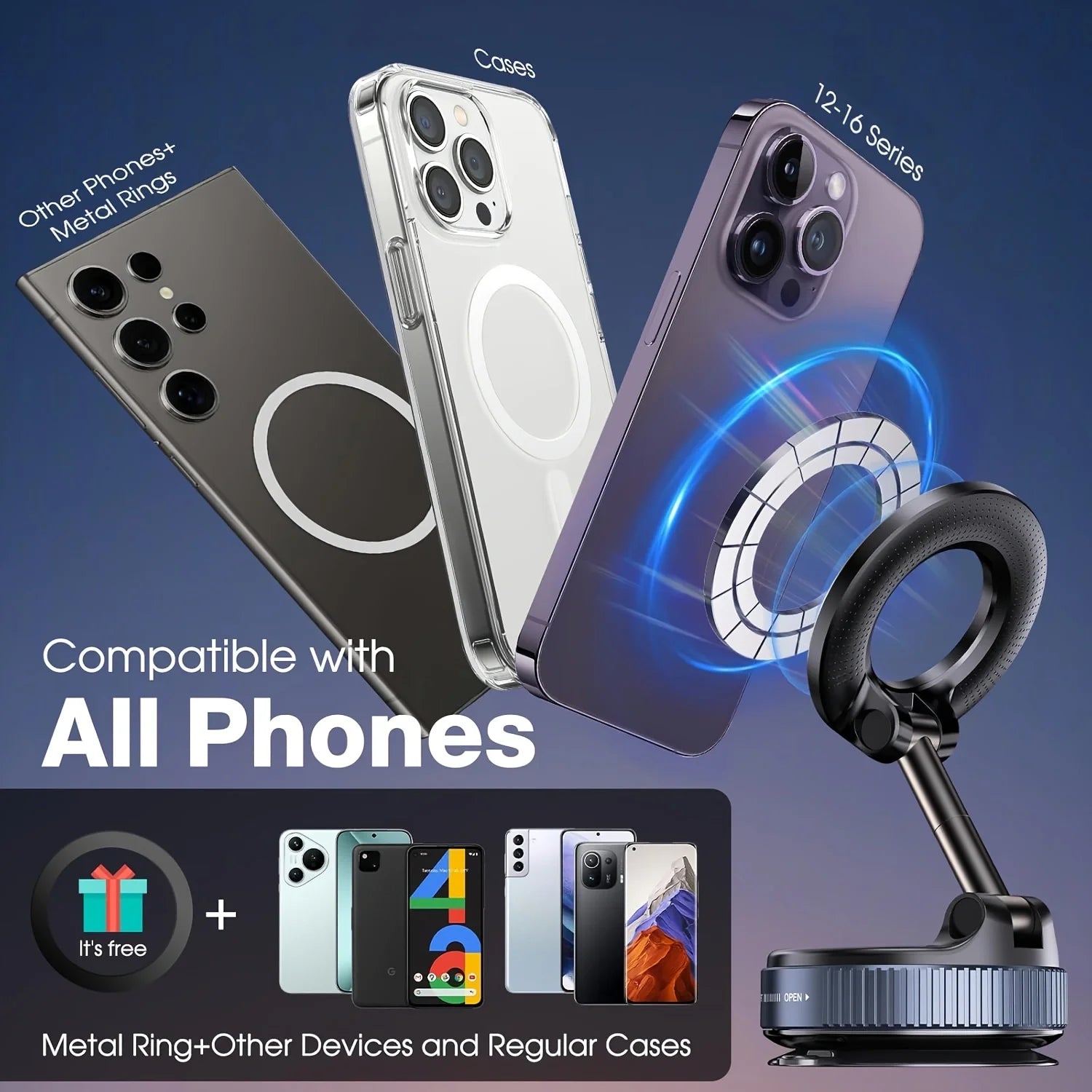 Upgraded Magnetic Car Phone Holder With 360 Rotation - Smarsty