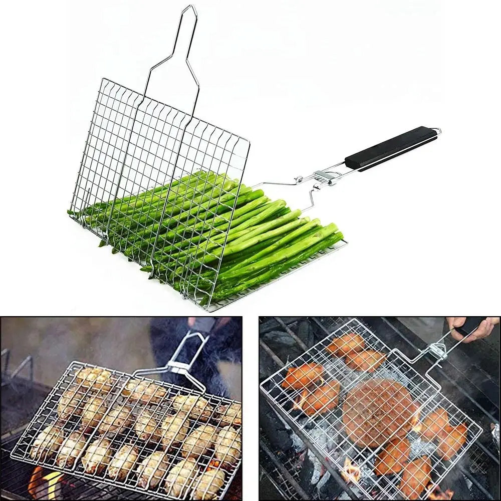 Stainless Steel Non Stick BBQ Grilling Basket for Easy Cooking - Smarsty