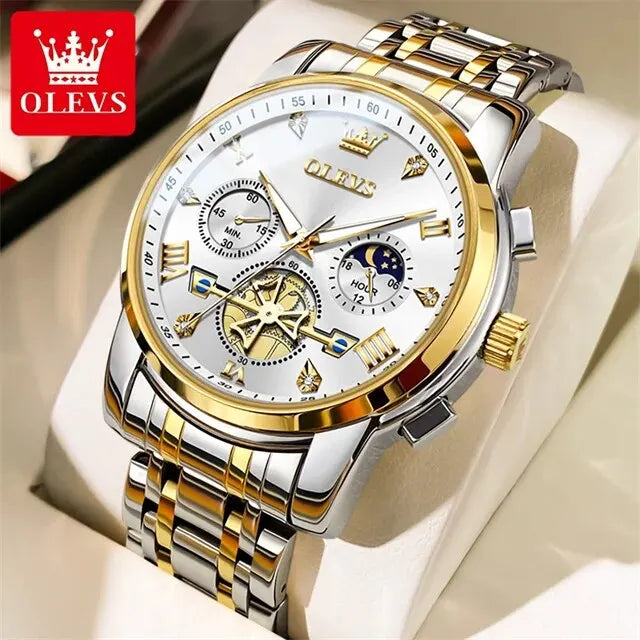 OLEVS Luxury Quartz Watch with Moon Phase Feature - Smarsty