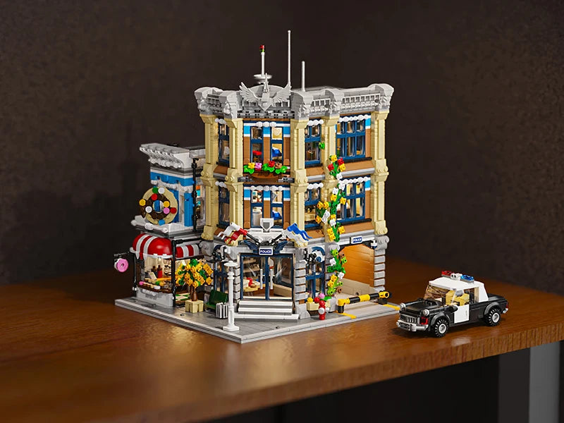 Brick Town Police Station House Buildings Sets,City Apartment Store Model Modular Buildings Blocks Gift for Adults Kids 3200PCS