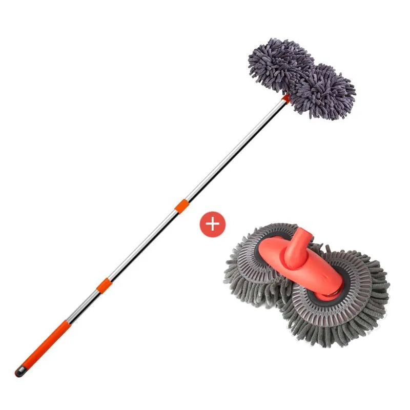 Telescopic Car Cleaning Brush Mop With Chenille Heads - Smarsty